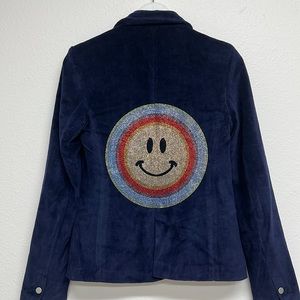 Navy Velvet Blazer | Smiley Rainbow